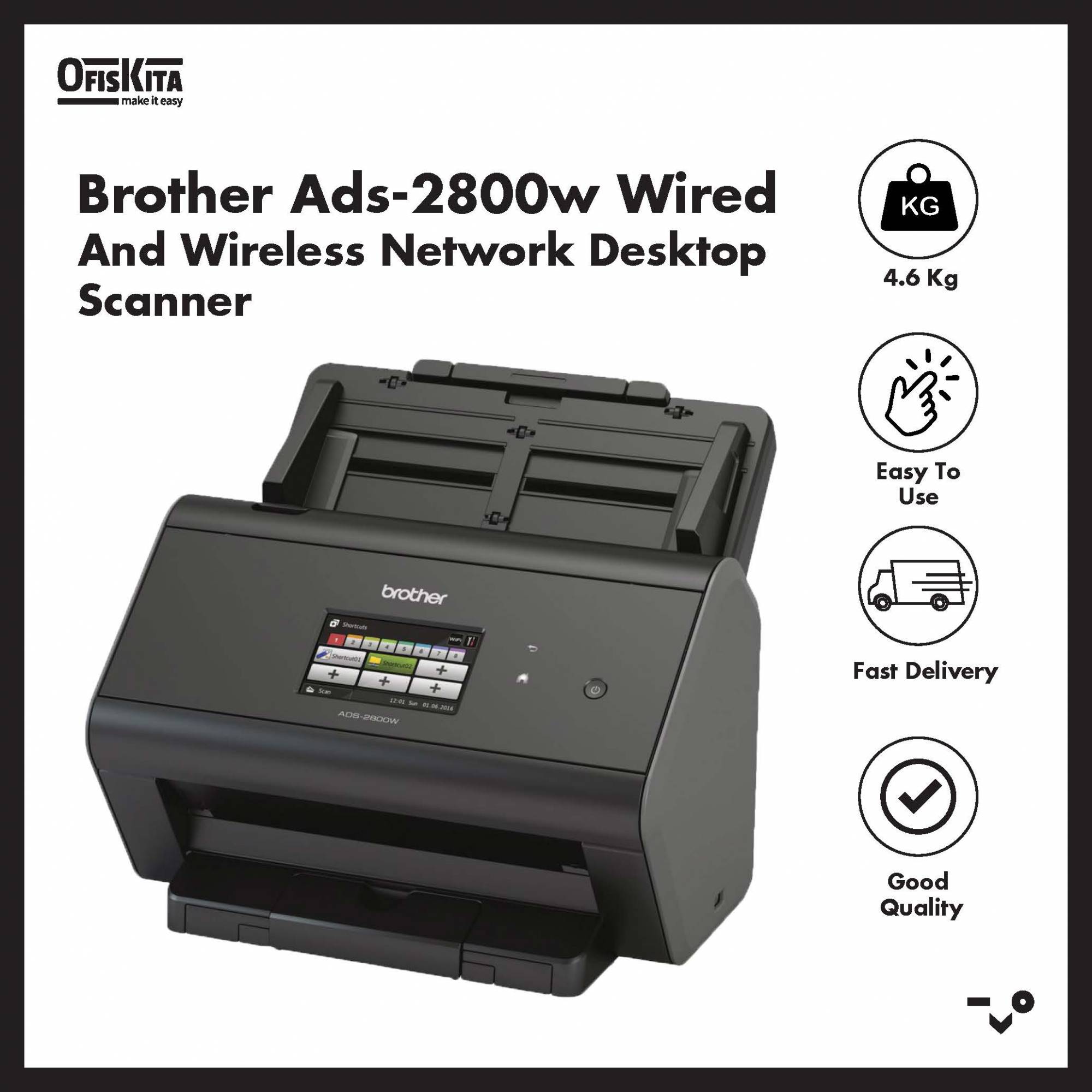 BROTHER ADS2800W WIRED AND WIRELESS NETWORK DESKTOP SCANNER