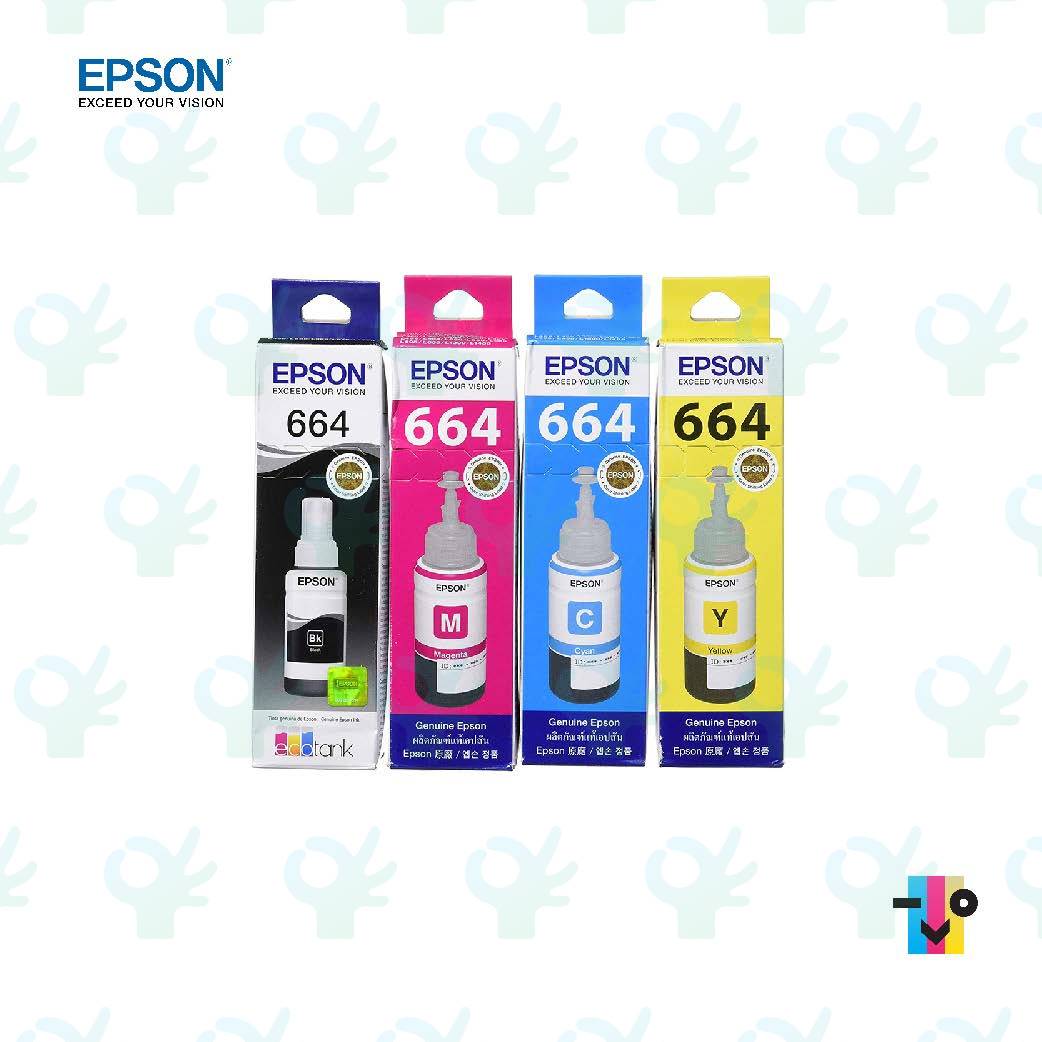 Epson Ink Bottle T664 (T6641/T6642/T6643/T6644) 70ML Black/Cyan/Magenta