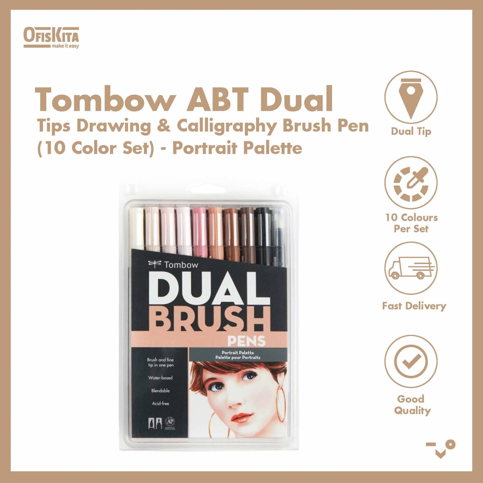 Tombow ABT Dual Tips Drawing Calligraphy Brush Pen (10 Colour Set)  Portrait Palette (ABT-10C-PO)