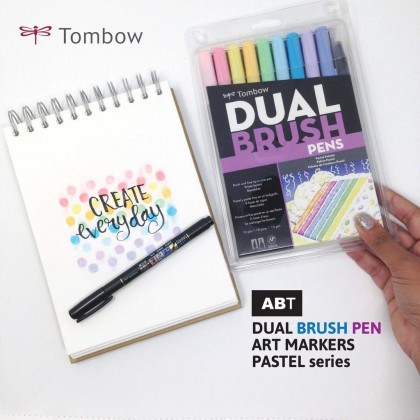 Tombow ABT Dual Tips Drawing Calligraphy Brush Pen (10 Colour