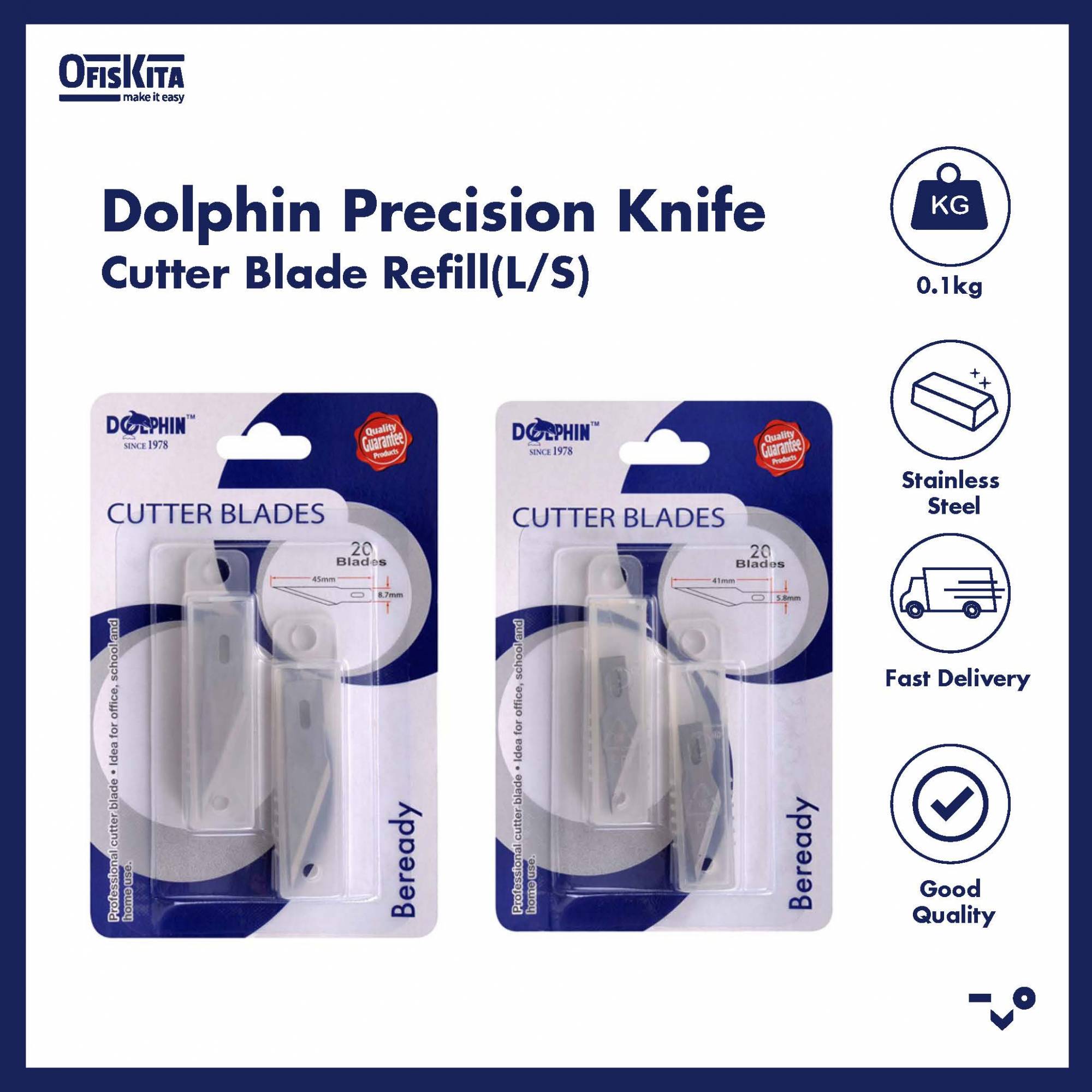 Ofiskita Dolphin Precision Knife Cutter Blade Refill(L/S)