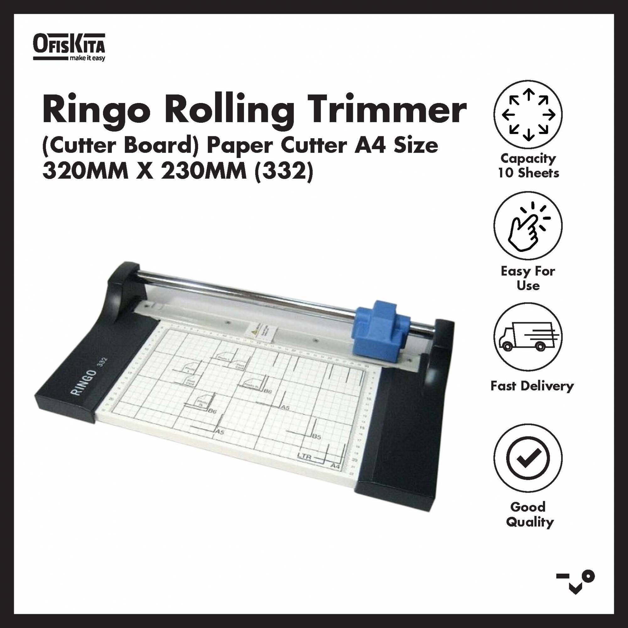 Ringo Rolling Trimmer (Cutter Board) Paper Cutter A4 Size 320MM X 230MM