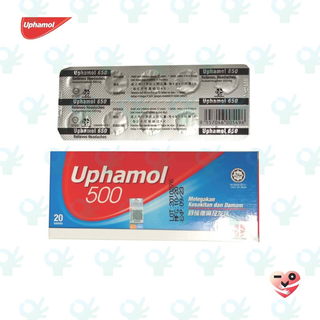 Ofiskita Uphamol 500 Relieves Pain Fever 20 Tablets