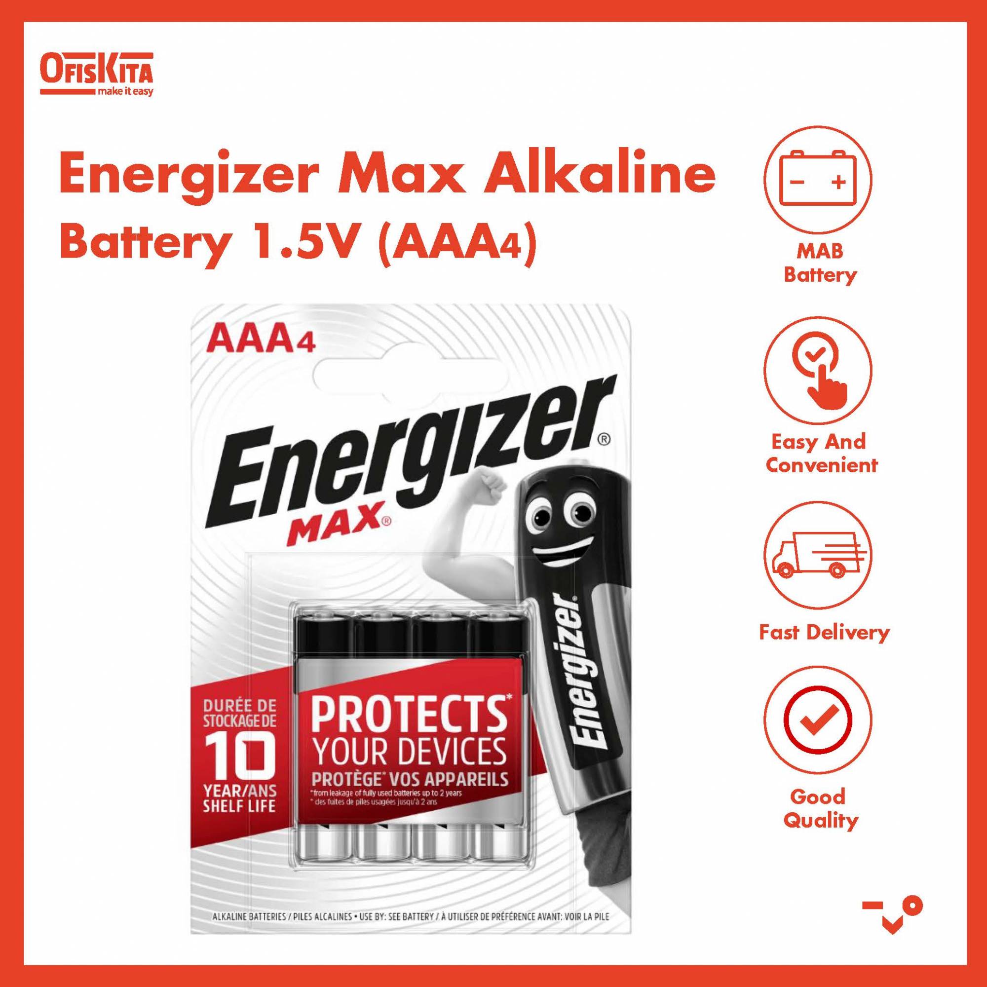 Ofiskita Energizer Max Alkaline Battery AAA 1.5V (4 Units)