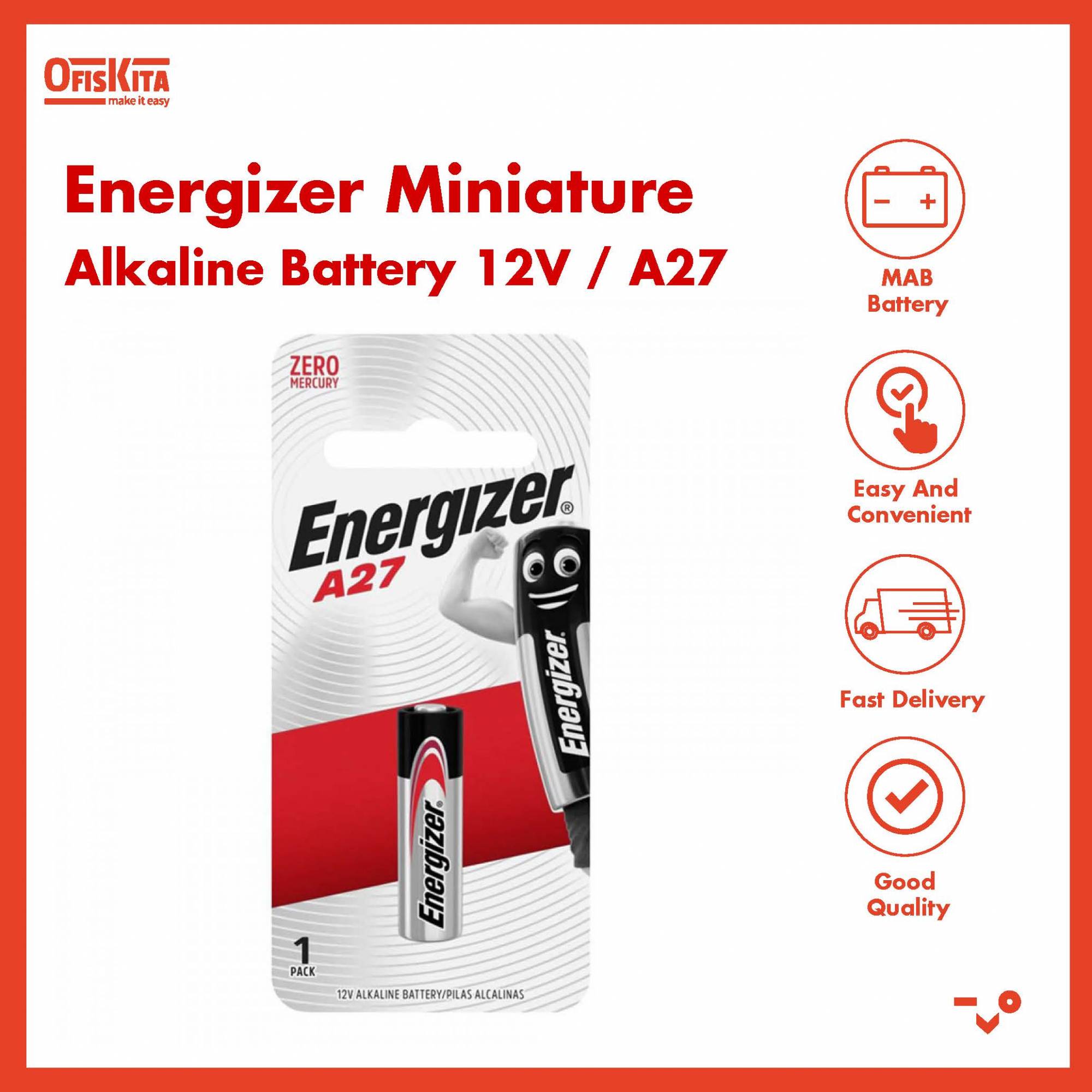 Ofiskita Energizer Miniature Alkaline Battery A27 12V 1 Pcs / Pack