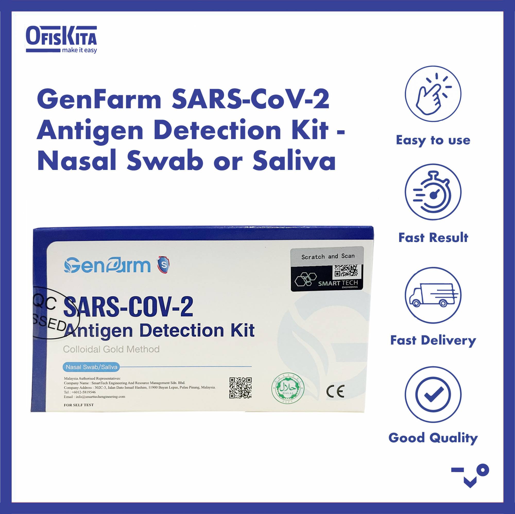 Ofiskita GenFarm SARSCoV2 Antigen Detection Kit (Nasal Swab / Saliva)