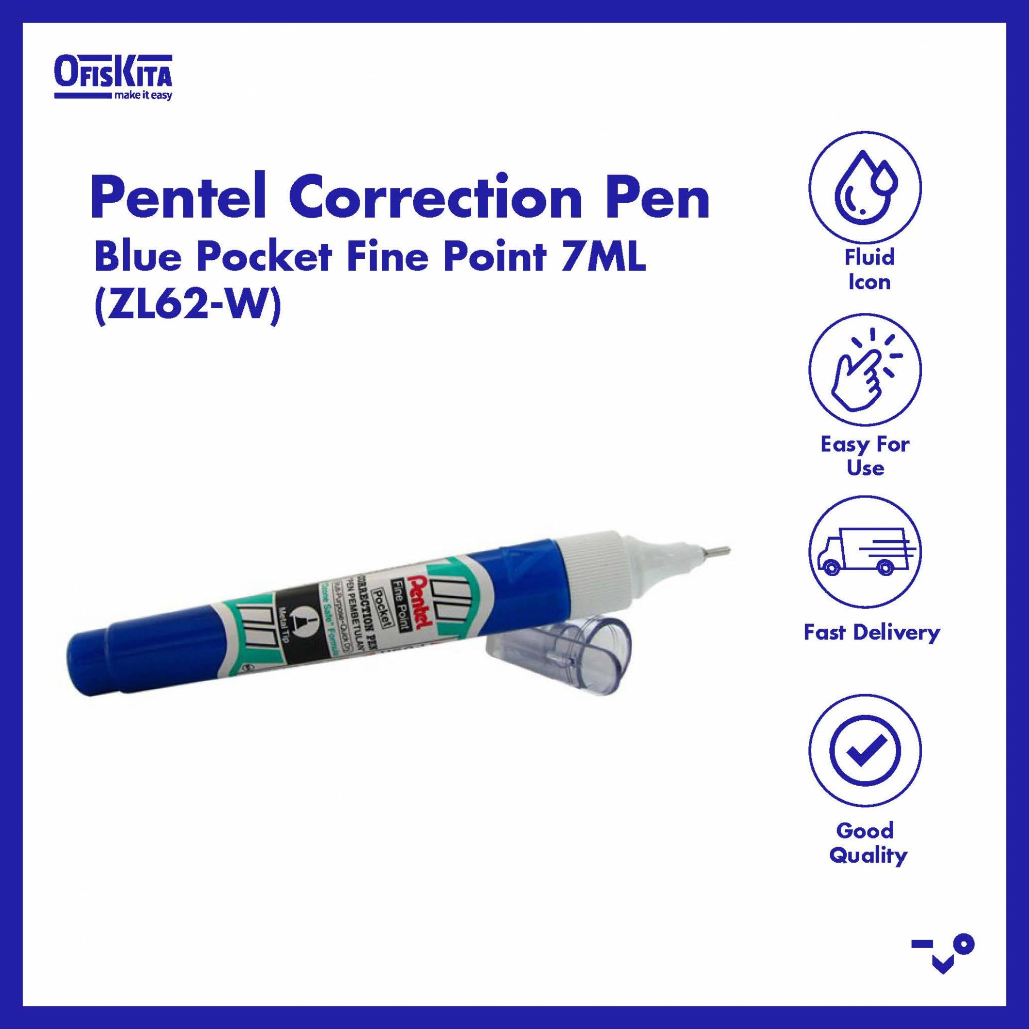 Ofiskita Pentel Correction Pen Blue Pocket Fine Point 7ML (ZL62W)