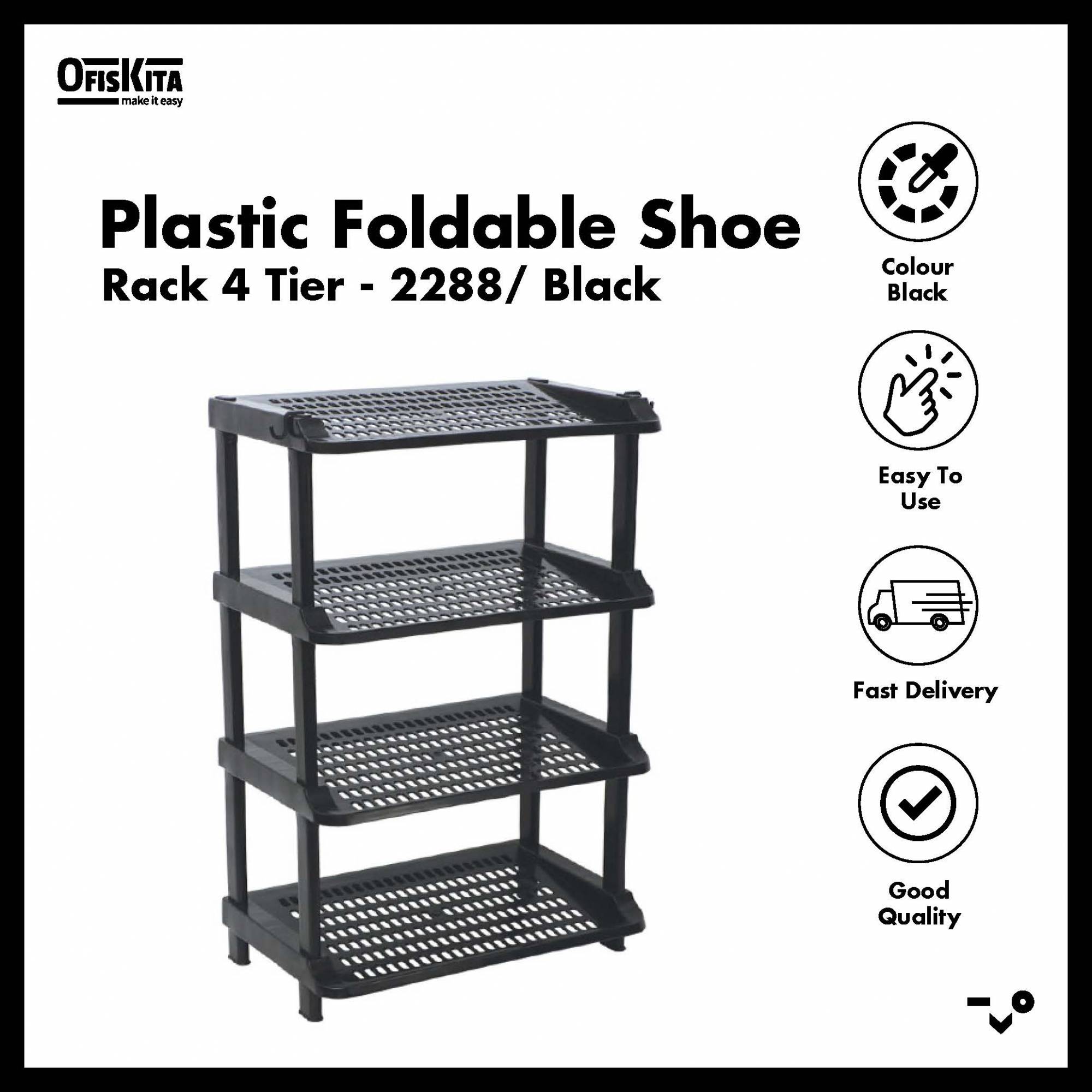Ofiskita Plastic Foldable Shoe Rack 4 Tier 2288