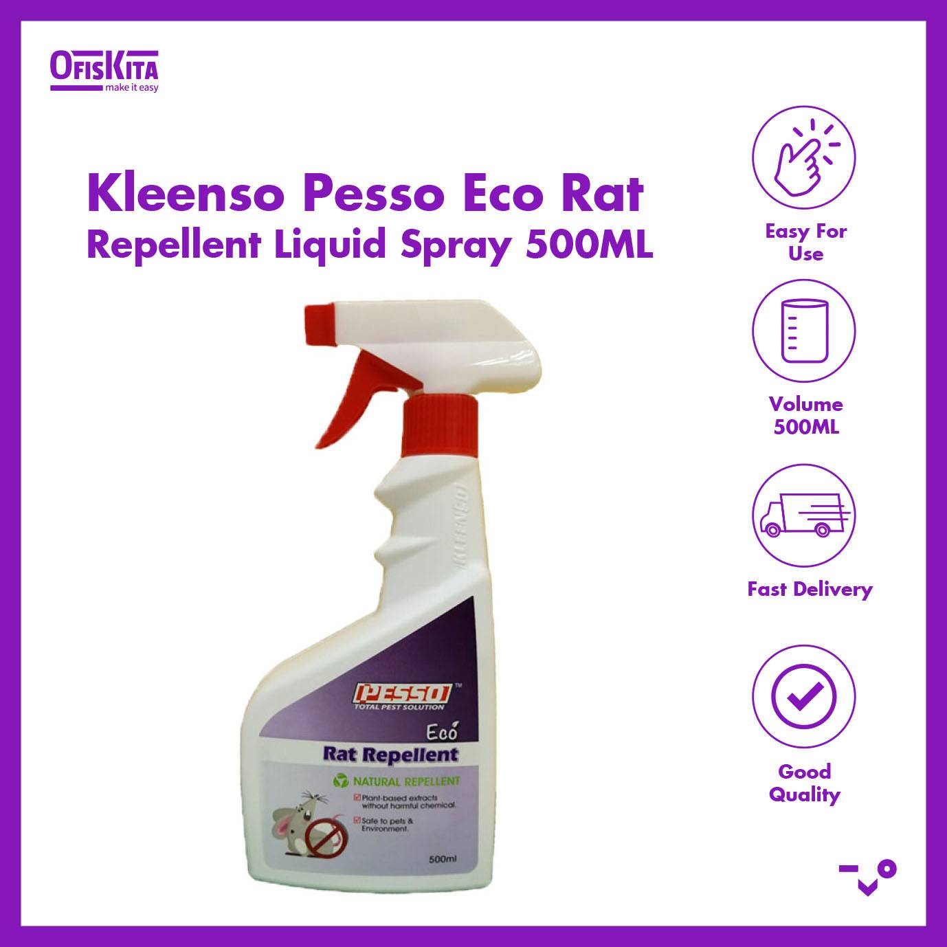 Ofiskita Kleenso Pesso Eco Rat Repellent Liquid Spray 500ML