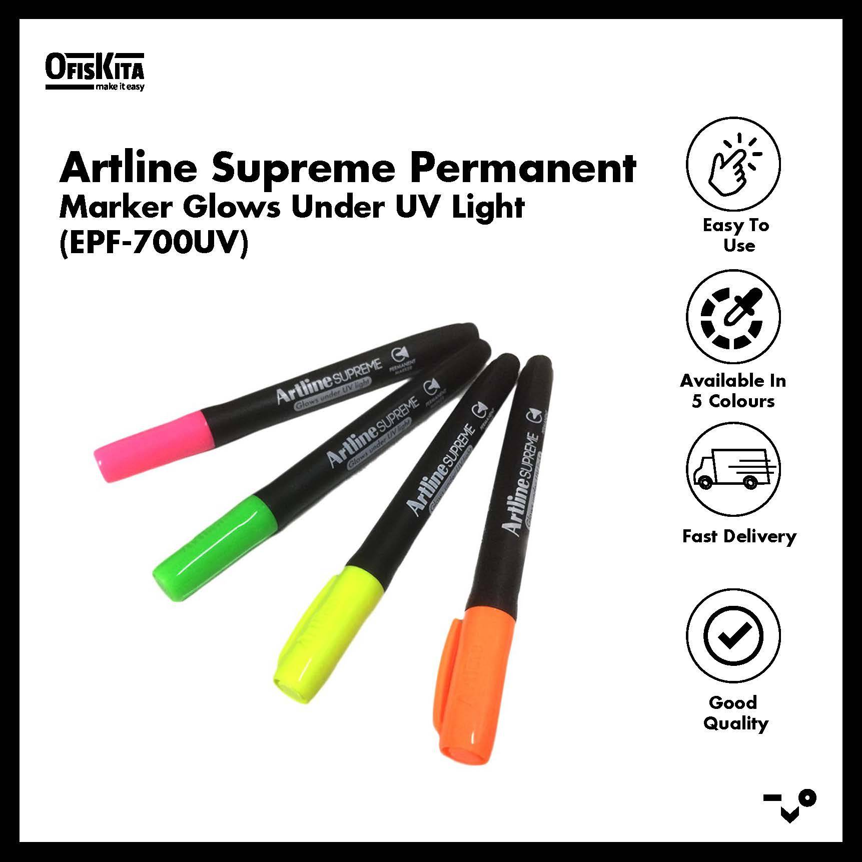 Ofiskita Artline Supreme Permanent Marker Glows Under UV Light (EPF