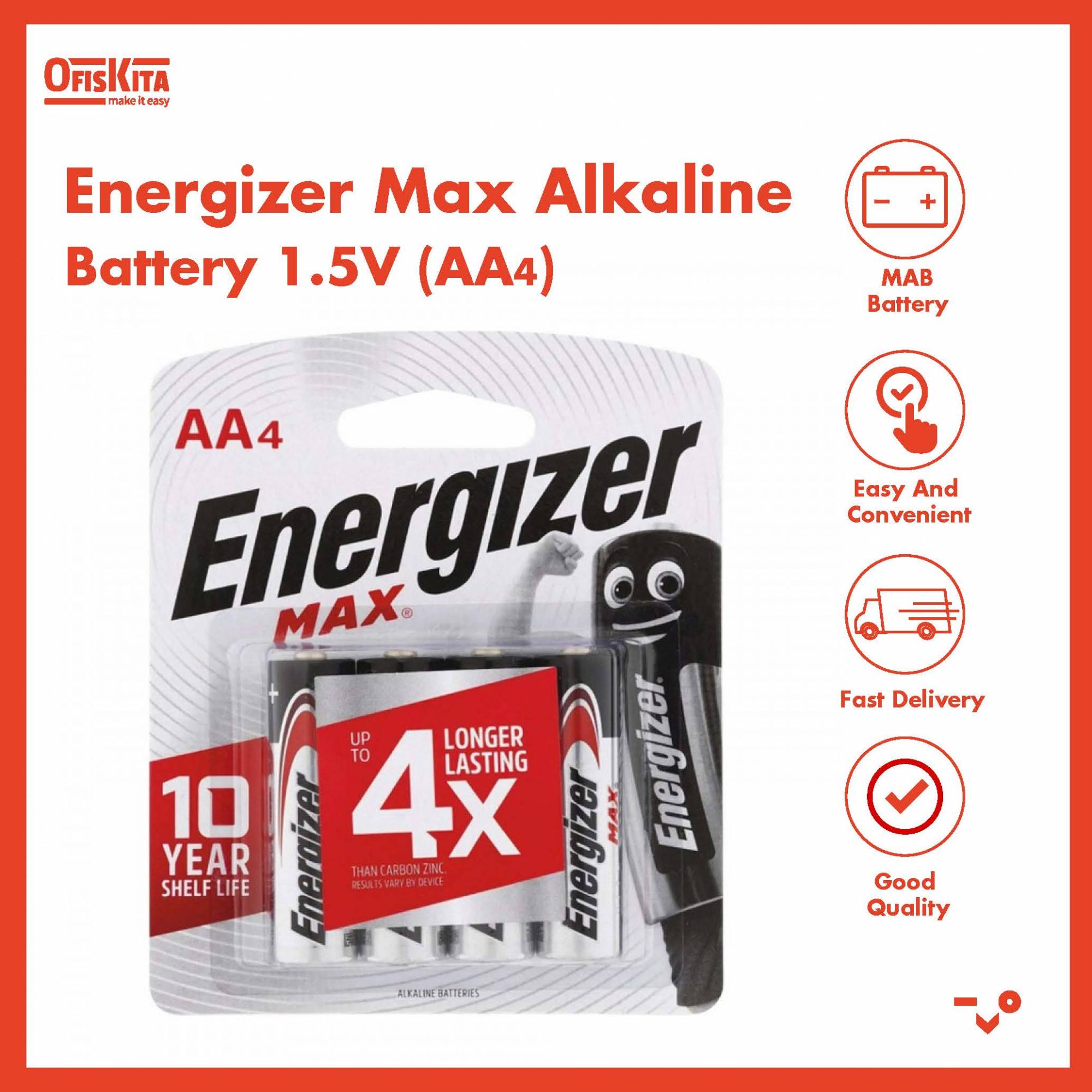 Ofiskita | Energizer Max Alkaline Battery AA 1.5V (4 Units)