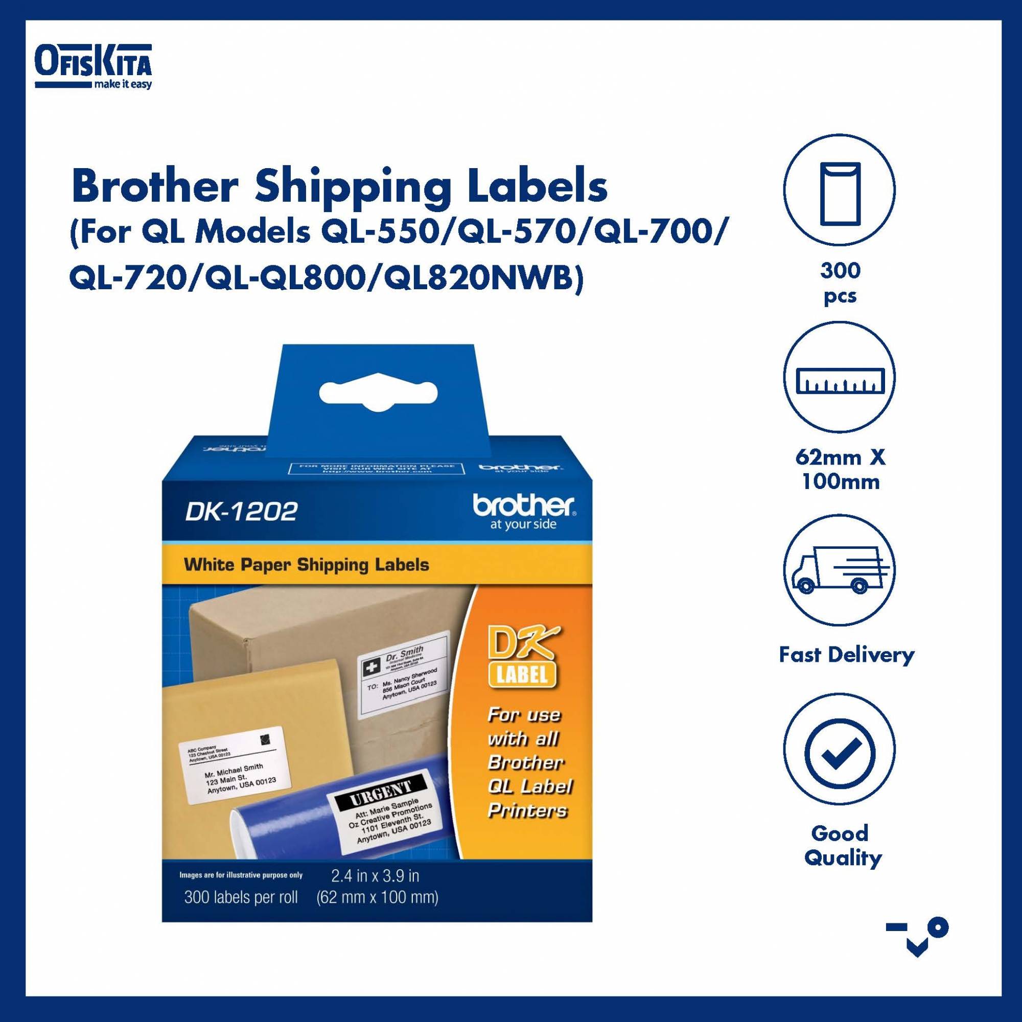 Brother Shipping/ File Folder/ Multi Purpose Labels (For QL Models  QL-550/QL-570/QL-700/QL-720/QL-QL800/QL820NWB)