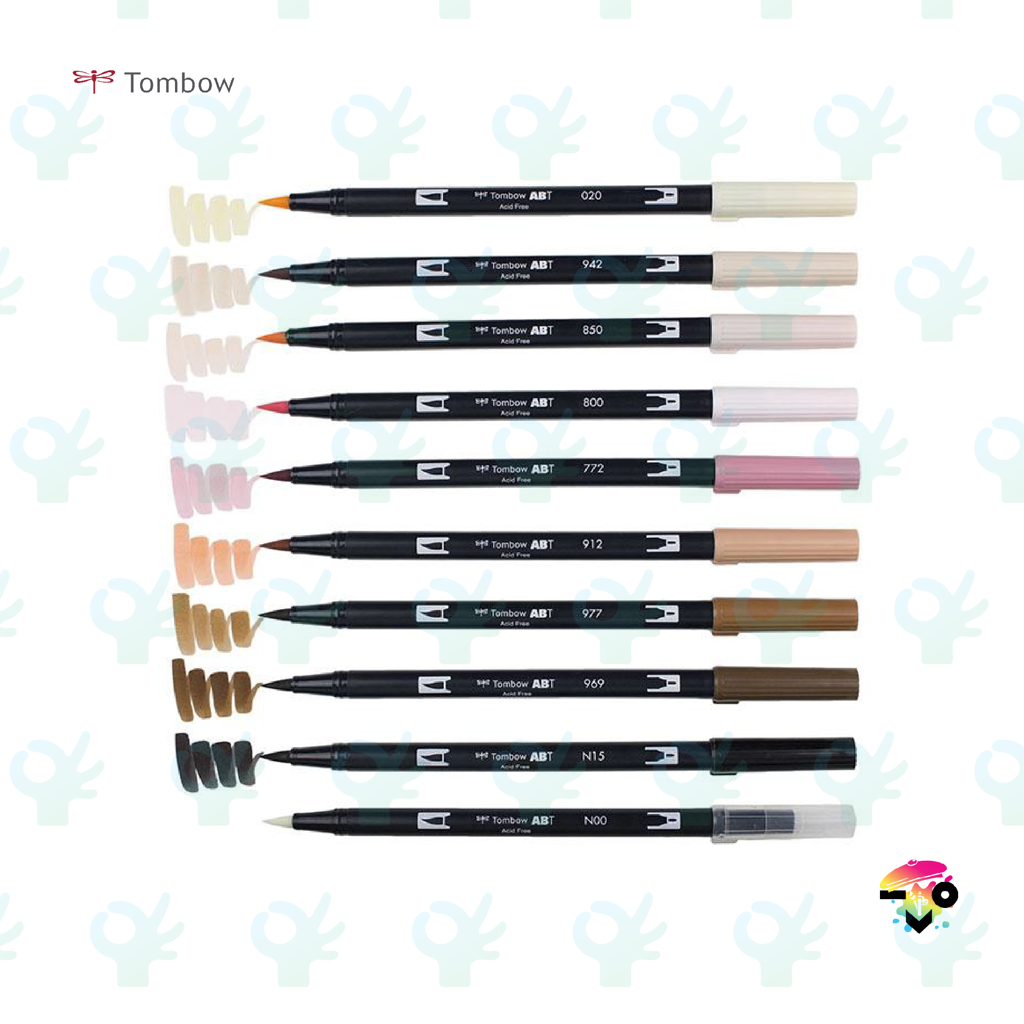 Tombow ABT Dual Tips Drawing Calligraphy Brush Pen (10 Colour