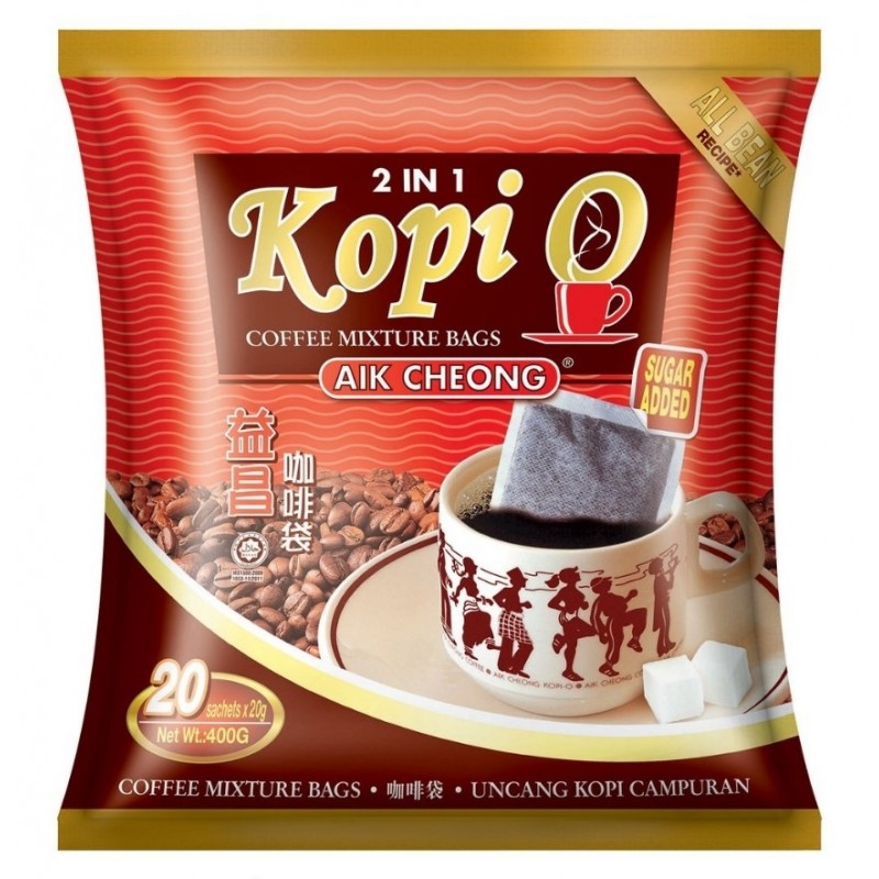 Ofiskita Aik Cheong Kopi O 2 in 1 Coffee Mixture Bags (Sugar Added) 20 Packs X 20G