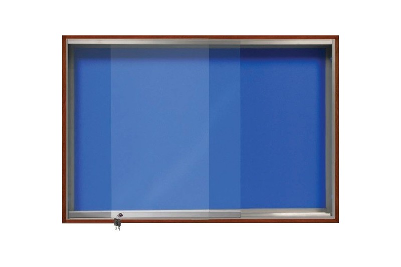 Ofiskita Sliding Glass Wooden Notice Board Velvet Surface
