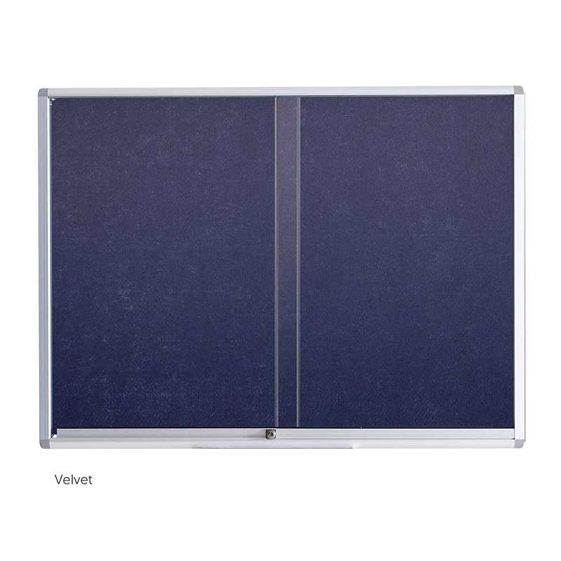 Ofiskita Sliding Glass Aluminium Notice Board Velvet Surface